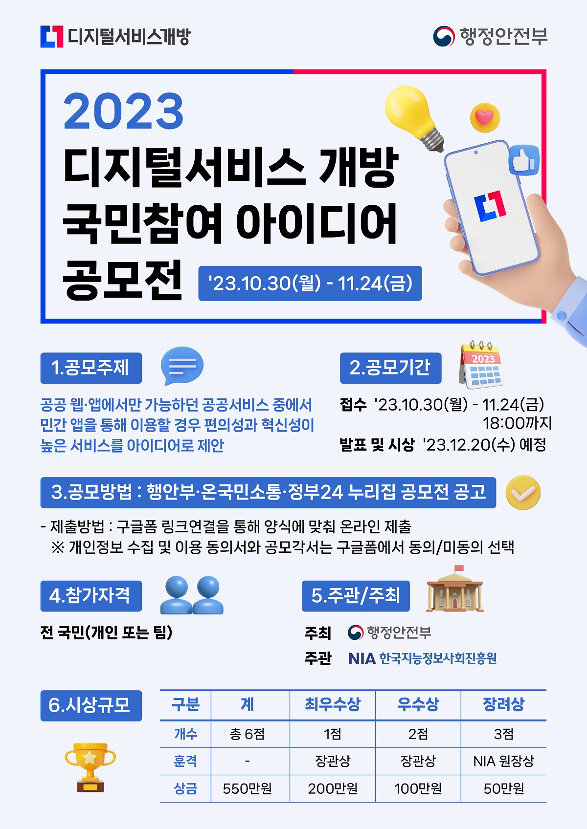 2023 디지털서비스 개방 국민참여 아이디어 공모전 안내