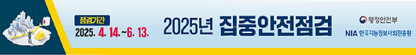 2025년 집중안전점검, 점검기간 2025.4.14.~6.13., 행정안전부, 한국지능정보사회진흥원